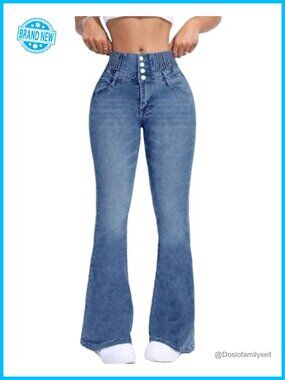High Waisted Flare Jeans Wide Leg Bell Bottoms Denim Pants